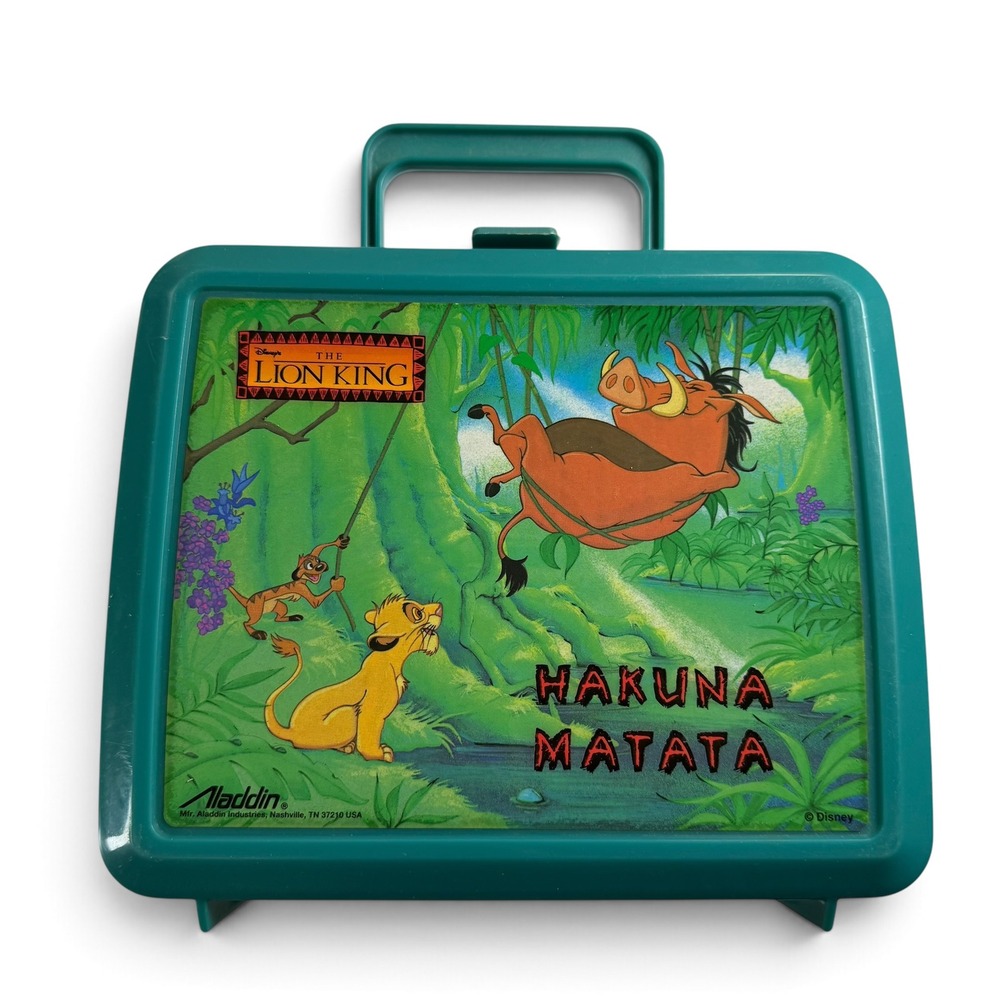 Vintage Disney The Lion King Aladdin Lunch Box Hakuna Matata No Thermos 1994